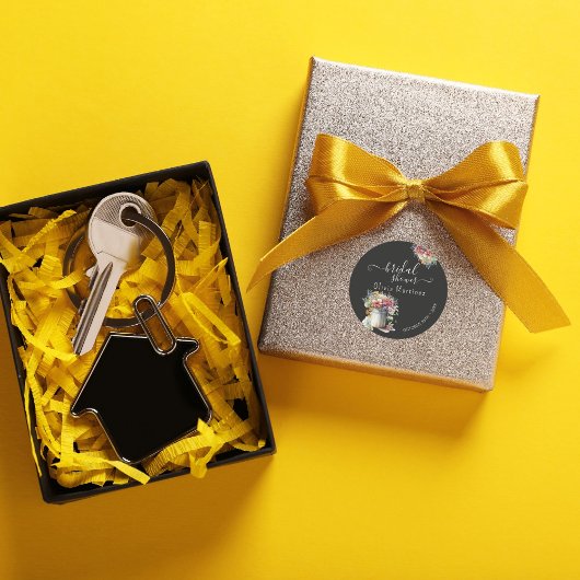 Modernes Romantisches Frühlingsblumen Vase Brautpa Runder Aufkleber