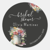 Modernes Romantisches Frühlingsblumen Vase Brautpa Runder Aufkleber (Vorderseite)