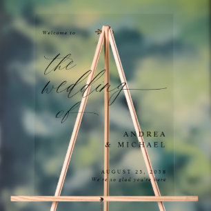 Modernes romantisches Hochzeitschwarz Willkommen Acrylschild