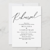 Modernes romantisches Hochzeitsessen Probe Einladung (Vorderseite)