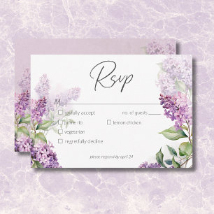 Modernes Romantisches Lila & Sage Lilacs Abendesse RSVP Karte