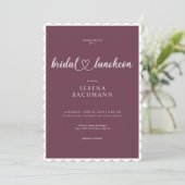 Modernes Romantisches Minimal Burgund Bridal Lunch Einladung (Stehend Vorderseite)