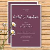 Modernes Romantisches Minimal Burgund Bridal Lunch Einladung