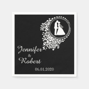 Modernes romantisches Paar Hochzeit Napkin Serviette