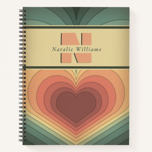 Modernes Romantisches Retro Groovy Monogram Notebo Notizblock (Vorderseite)