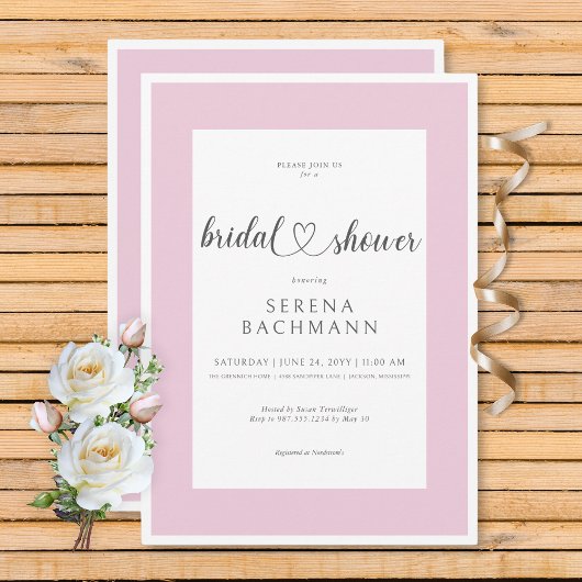 Modernes Romantisches Rosa und Weiß-Brautparty Einladung