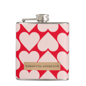 Modernes Romantisches rotes und rosa Herzmuster Flachmann (Vorderseite)