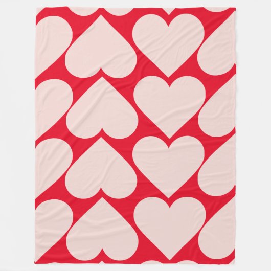 Modernes Romantisches rotes und rosa Herzmuster Fleecedecke (Vorderseite)