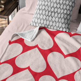 Modernes Romantisches rotes und rosa Herzmuster Fleecedecke
