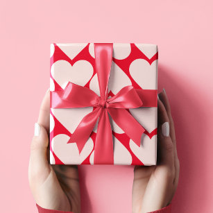 Modernes Romantisches rotes und rosa Herzmuster Geschenkpapier