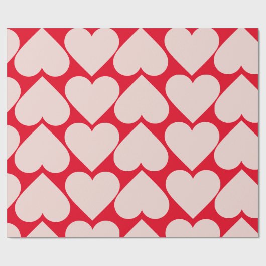 Modernes Romantisches rotes und rosa Herzmuster Geschenkpapier (Flach)