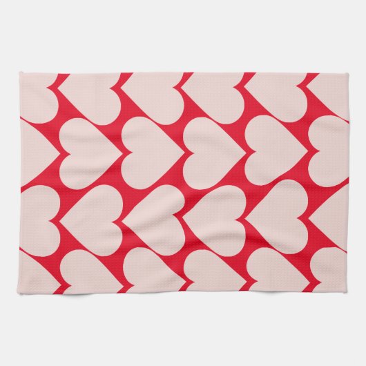 Modernes Romantisches rotes und rosa Herzmuster Geschirrtuch (Horizontal)