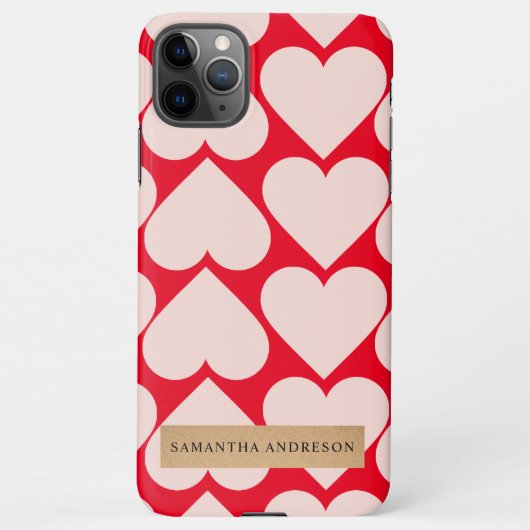 Modernes Romantisches rotes und rosa Herzmuster iPhone Hülle (Rückseite)