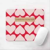 Modernes Romantisches rotes und rosa Herzmuster Mousepad (Mit Mouse)
