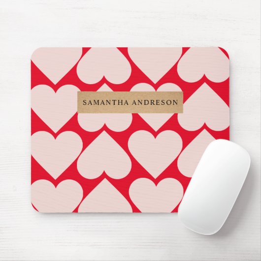 Modernes Romantisches rotes und rosa Herzmuster Mousepad (Mit Mouse)