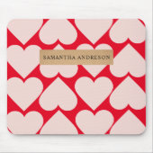 Modernes Romantisches rotes und rosa Herzmuster Mousepad (Vorne)