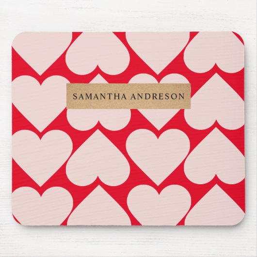 Modernes Romantisches rotes und rosa Herzmuster Mousepad (Vorne)