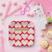 Modernes Romantisches rotes und rosa Herzmuster Pappteller (Party)