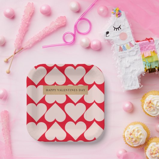 Modernes Romantisches rotes und rosa Herzmuster Pappteller (Party)