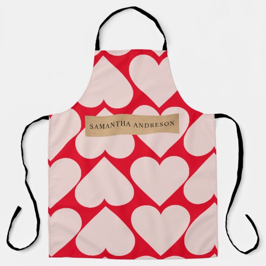 Modernes Romantisches rotes und rosa Herzmuster Schürze (Vorderseite)