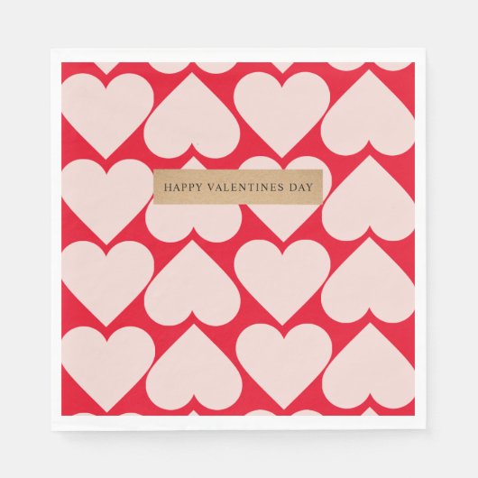 Modernes Romantisches rotes und rosa Herzmuster Serviette (Vorderseite)