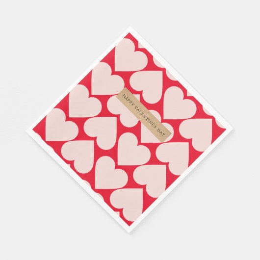 Modernes Romantisches rotes und rosa Herzmuster Serviette (Ecke)