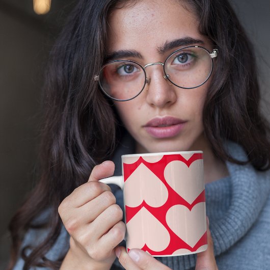 Modernes Romantisches rotes und rosa Herzmuster Tasse