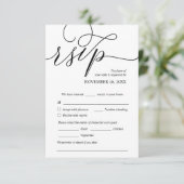 Modernes romantisches, schwarzes, Hochzeitessen-UA Begleitkarte (Stehend Vorderseite)