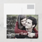 Modernes Romantisches Script-Foto Save the Date Ankündigungspostkarte (Vorne/Hinten)