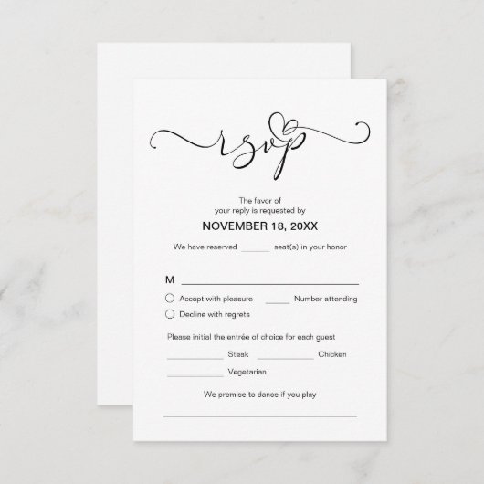 Modernes romantisches UAWG, Schwarzer Schriftart, Begleitkarte (Vorne/Hinten)