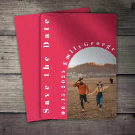 Modernes romantisches Viva Magenta Arch Foto Hochz Save The Date