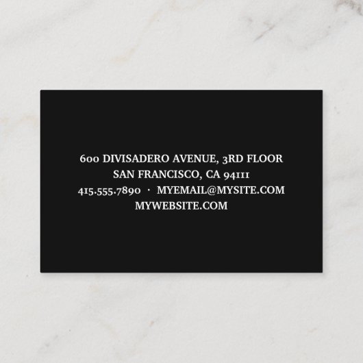 Modernes romantisches Zitat mit schwarzem und weiß Visitenkarte (Rückseite)