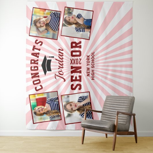 Modernes Rosa Abschluss Foto Stand Hintergrund Wandteppich (Beispiel)