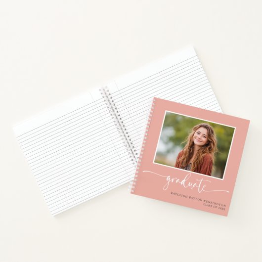 Modernes Rosa Abschluss Gästebuch mit Foto Notizblock (Innenseite)