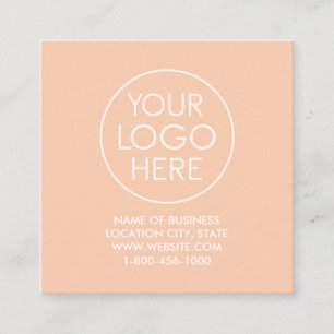 Modernes, rosa Apricot Logo und QR Code Quadratische Visitenkarte