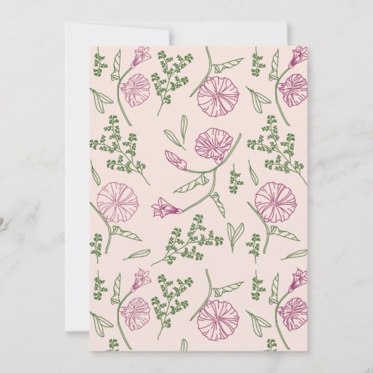 Modernes Rosa Aquarell Blumenbraun Brunch Einladung (Rückseite)