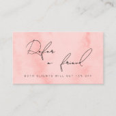 Modernes, rosa Aquarell & Haare Empfehlungskarte (Vorderseite)