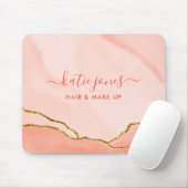 Modernes Rosa Aquarell & Imitate Gold Business Mousepad (Mit Mouse)