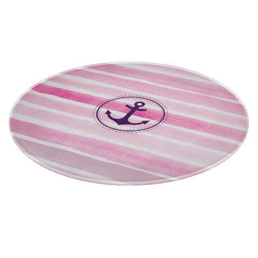 Modernes rosa Aquarellmuster und Anker Schneidebrett (Ecke)