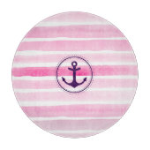 Modernes rosa Aquarellmuster und Anker Schneidebrett (Vorderseite)