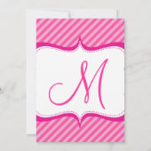 Modernes Rosa auf Pink-Streifen-Prinzessin Einladung (Rückseite)