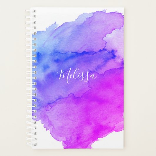 Modernes Rosa Blau Türkisblau | Name hinzufügen Planer (Vorderseite)