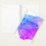 Modernes Rosa Blau Türkisblau | Name hinzufügen Planer<br><div class="desc">Schöne moderne personalisierte Tagesplaner / Kalender für ein Mädchen / eine Frau.  Rosa,  lila,  blau,  türkisfarbenes Aquarellbild (Aquarellfarbe) mit der Möglichkeit,  Namen oder Nachrichten hinzuzufügen.  Ideal für Schule,  Geschäftsleute oder Privatpersonen.</div>