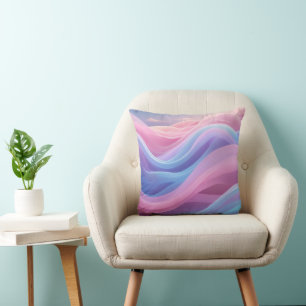 Modernes rosa Blau und Lila Wavy-Muster Kissen