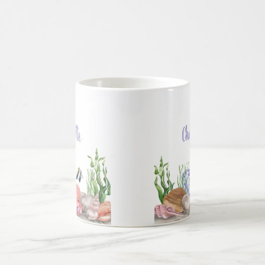 Modernes Rosa Blau unter dem Meer Wasserfarbe Kaffeetasse (Mittel)