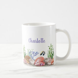 Modernes Rosa Blau unter dem Meer Wasserfarbe Kaffeetasse