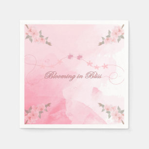 Modernes Rosa Blühen in Bliss Baby Dusche Niedlich Serviette