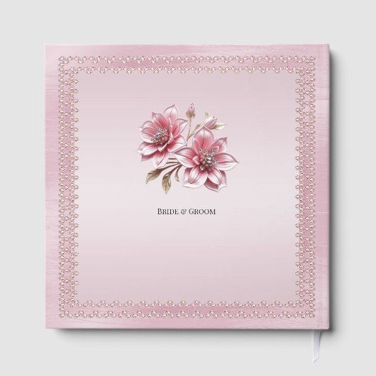 Modernes Rosa Blume Gästebuch (Rückseite)