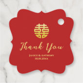 Modernes rosa Blumenkreide chinesisches Hochzeitsf Geschenkanhänger (Rückseite)