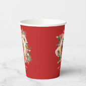 Modernes rosa Blumenkreide chinesisches Hochzeitsf Pappbecher (Links)